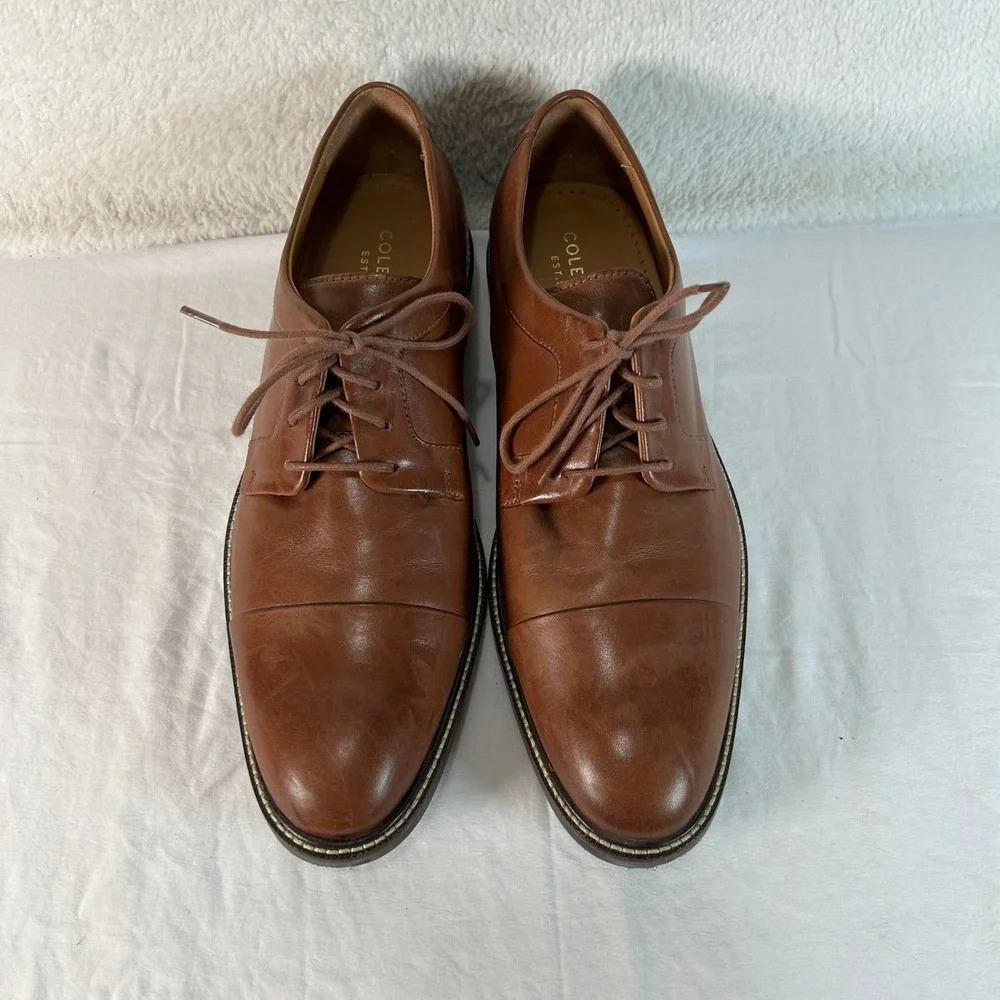 Cole Haan Mens C20153 Brown Leather Cap Toe Derby Dress Shoes Size 8 M